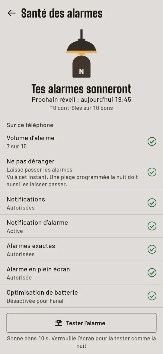 Ce qui empêcherait ton réveil de sonner, en une ligne
