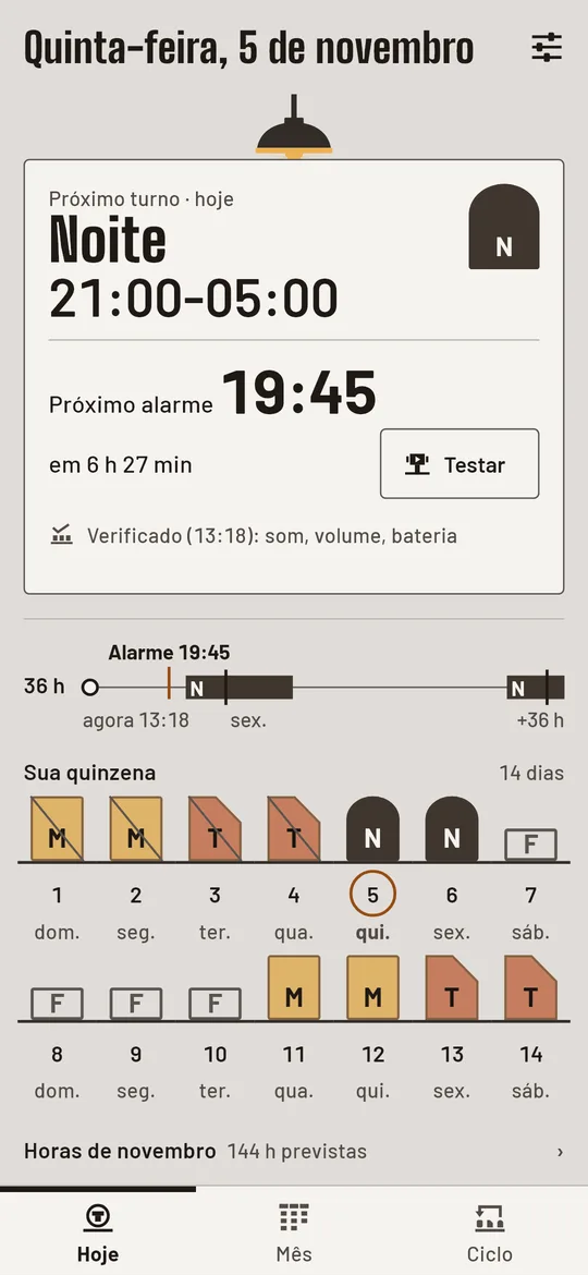 Um alarme antes de cada plantão